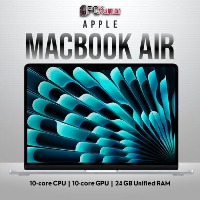 Silver 13‑inch Apple MacBook Air M4 open on desk showing slim profile and vibrant Liquid Retina screen.